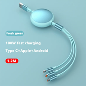 100w Usb Cable 3 In 1 Usb Fast Charging Usb Data Cable Mobile Phone 6a Charger Cable For Iphone