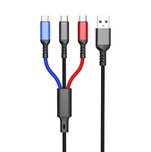 Mobile Phone Nylon Multi-Function Charger 3 In 1 Usb Charging Cable