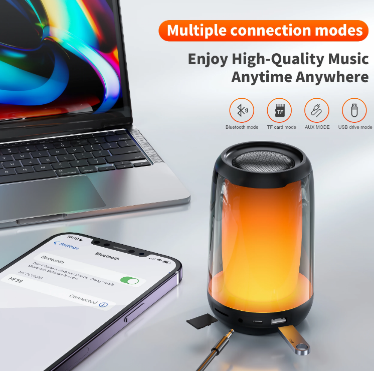 Mini Portable Speaker Outdoor Blue Subwoofer With Led Flashing Tooth Metal Bass Wireless Speaker