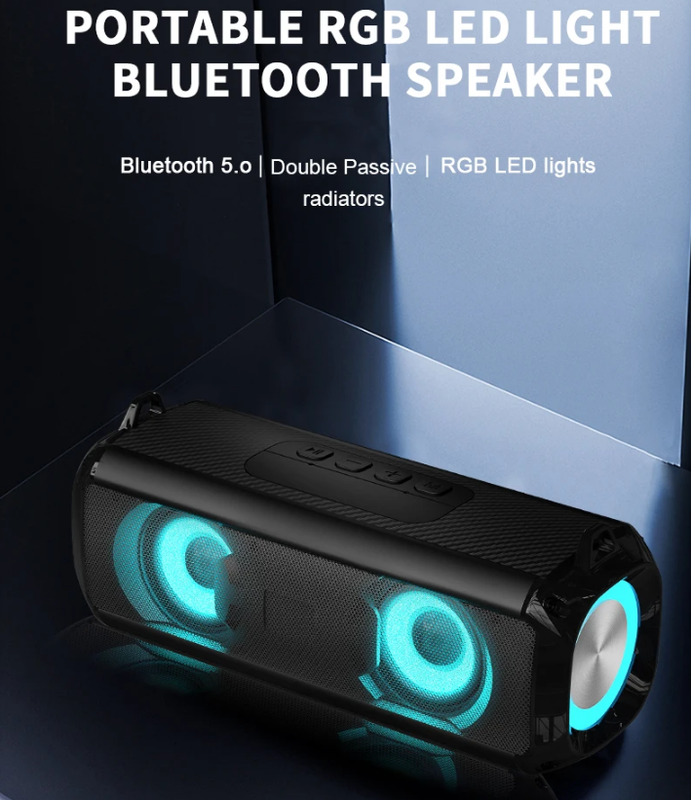 LED light Bluetooth speaker RGB outdoor sports wireless speaker with microphone subwoofer