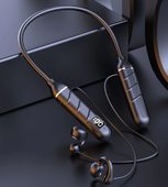 Fashion Clip On Ear Sport Wireless Earphone With TF Slot Type-C LED Stereo Neckband Gaming Headphone